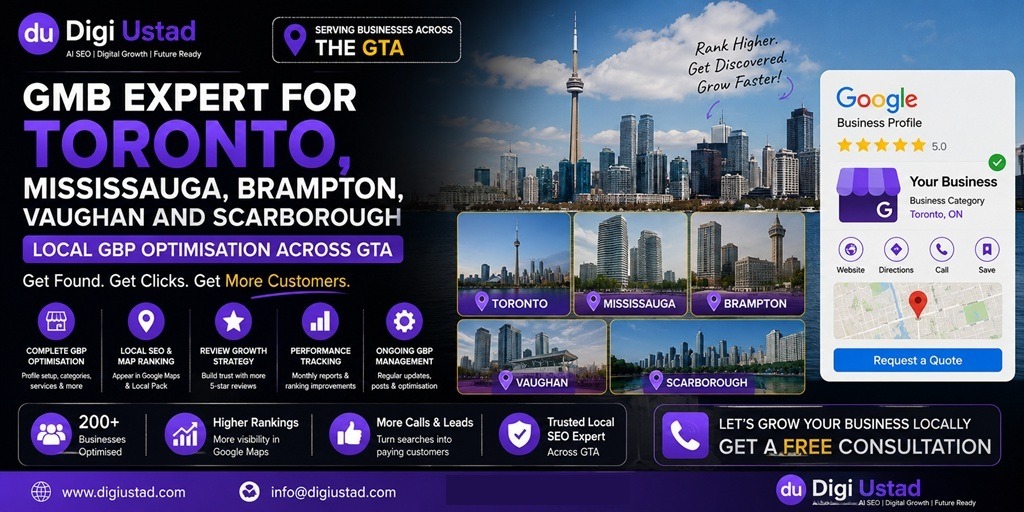 GMB Expert for Toronto, Mississauga, Brampton, Vaughan and Scarborough