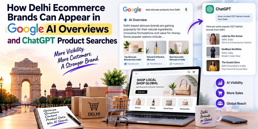 Delhi ecommerce brands appearing in Google AI Overviews and ChatGPT product searches.