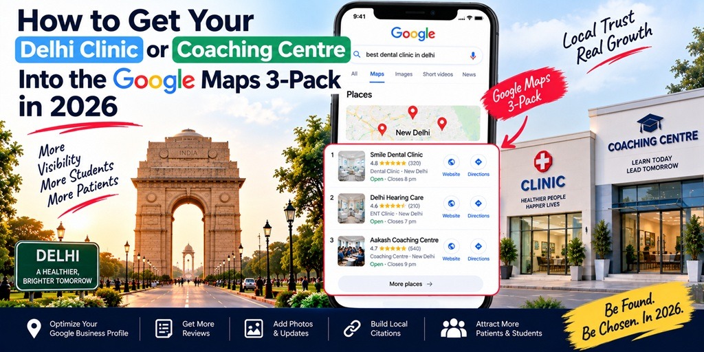 Delhi clinic and coaching centre local SEO strategy for ranking in the Google Maps 3-Pack in 2026.