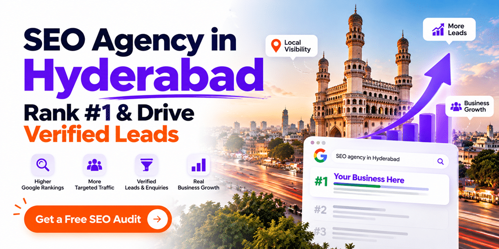 SEO agency in Hyderabad helping businesses improve Google rankings, local visibility, targeted traffic, and verified leads through SEO services.